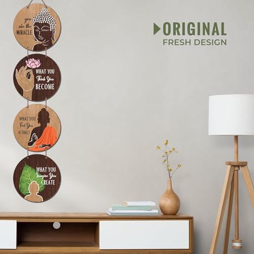 Image of Chaka Chaundh - Set of 2 - Buddha quotes wall hanging items - Buddha quote sign for home & office - inspirational Motivational Gautam buddha quotes plaque