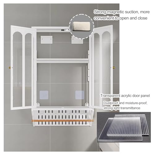 Mcine Wandschrank aus Metall für Badezimmer, platzsparend, mit verstellbaren Regalen, Handtuchstange und WC-Design, ideal für kleine Menschen