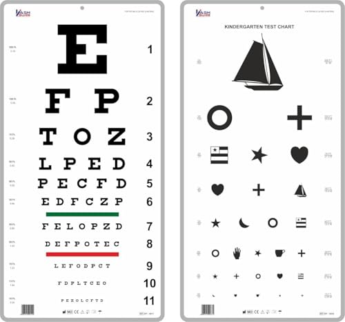 KASHSURG Snellen and Kindergarten Wall Eye Chart Size 22 x 11 Inch Combo Pack_200_Pack of 32.