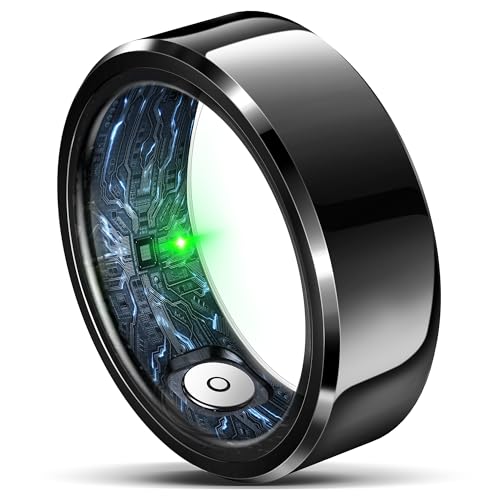 Image of Smart Ring for Women Men,Fashion Modern Minimalist Fitness Ring& Sleep Tracker Ring with Heart Rate,Blood Pressure,5ATM Waterproof Health Ring,No Subscription,Travel-Friendly Couple Gift(Size 8,Black)