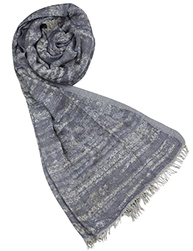 Sunsa Damen/Herren Schal, weich Winter Halstuch aus Baumwolle & Viskose. Große Unisex Herbst Winterschal. Tücher & Schals als Geschenkidee für Männer oder Frauen (grau/blau)
