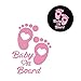 Iprokiu High Intensity Reflective Baby on Board Car Sticker Waterproof Cute Footprint Baby in Car Decal Safety Warning Sign Kids on Board Decal for Car Bumper Window (Pink)
