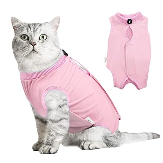 Hipet Återhämtningsdräkt efter sår på magen eller hudsjukdomar, ersättningskrage och kon, katt, onesie, anti-slickande, husdjur, kirurgisk återhämtningsväst för husdjur (L, rosa)