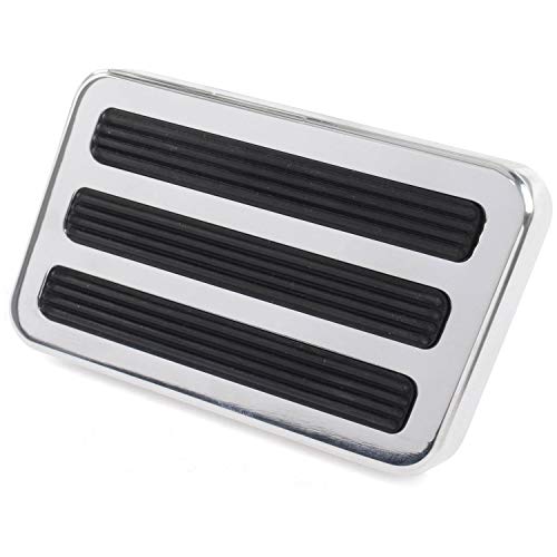 JEGS Brake Pedal Pad | Universal | Polished Billet Aluminum | Includes (3) Non-Slip Rubber Inserts | Overall Dimensions: 4 1/8 “ x 2 1/2 “