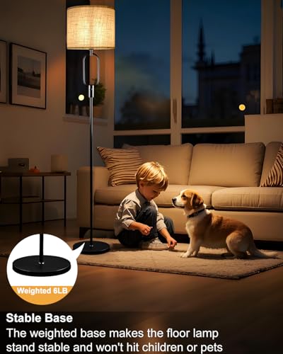 Image of Lightdot 68IN Black Floor Lamp Dimmable Linen Shade LED Floor Lamps with 3000K Soft Warm White for Wedding /Party, Modern Tall Lamp for Living Room /Bedroom (Bulbs Included)