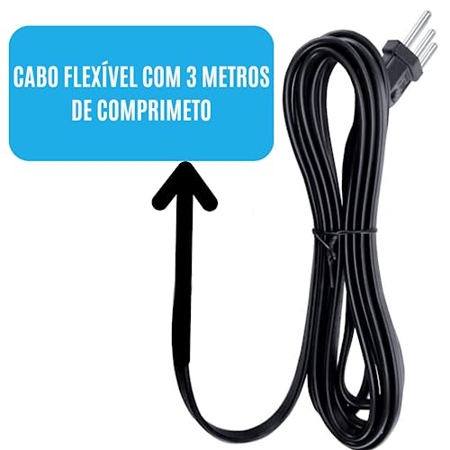 Extensão Slim 3 Tomadas Tripolar 10A Bivolt 3 Metros Preta Plug extensor - CompleteStore®
