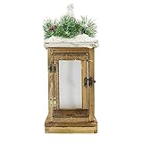 faroles navidenos en icopor Caracterizado por una sólida estructura de madera, presenta una puerta abatible con iluminación interior y los cristales circulares de plástico semitransparente.