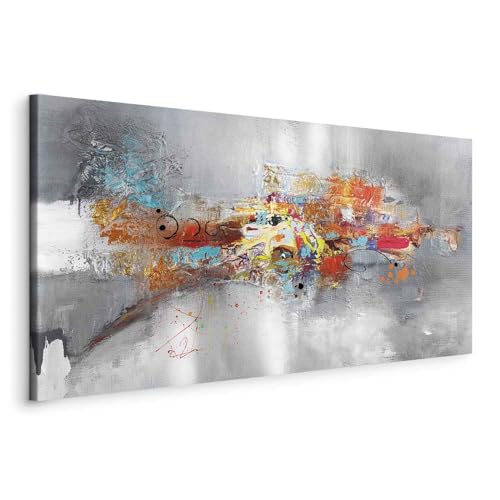 murando - Quadro Astratto Colorato Grande 140x70 cm 1 Pezzo Stampa su Tela Strutturata - Quadri Moderni per Soggiorno e Camera da Letto - Decorazioni da Parete - Grigio Argento Astratta a-A-0415-b-a