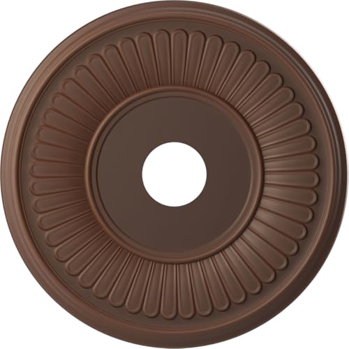 Image of Ekena Millwork CMP19BEDRU Berkshire Thermoformed PVC Ceiling Medallion (Fits Canopies up to 8 3 /8 inch), 19 inchOD x 3 1 /2 inchID x 1 inchP, Universal Aged Metallic Rust