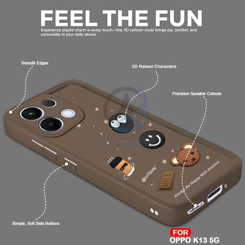 Image of AESTMO Back Case Cover for Oppo K13 5G Cover | Cute Fun Cartoon 3D Ball | Coffee Silicone Case | Full Body Protection | Camera Protection Back Oppo K13 5G (Brown