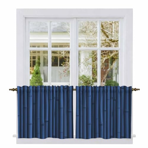 Gavrelixora Dark Blue Kitchen Curtains 36 Inch Length, Tier Curtain