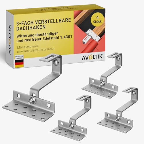 Avoltik 4x Dachhaken (3-fach verstellbar) Photovoltaik Halterung I Dachhalterungen Solarmodule A2 aâ€¦ – Miniatur