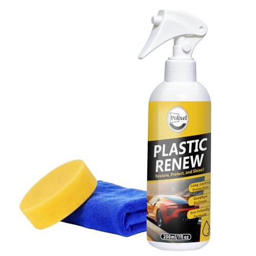 POLIXEL Plastic Restorer, Quick Plastic Parts Coating to Restore Original Black Color for Car Trim, Dashboard, Center Consoles & Door Panels for Shine Finish & UV Protection - 7oz-200ml
