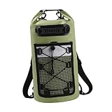 FytStycale Dry Bag Backpack Mesh Pocket Reflective Warning Strip Green Accessory for Hiking Boating Swimming Men/Women Beach, 10 L