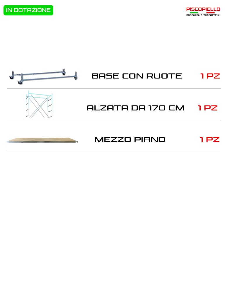 Trabattello con mezzo piano per lavorare a 3,70 m | Modello REAL