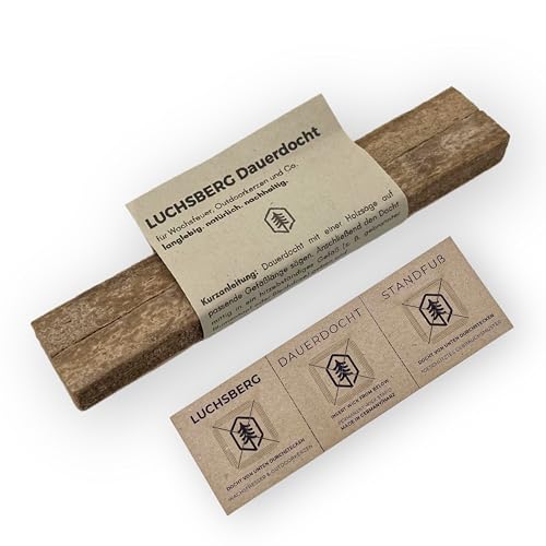 LUCHSBERG® Dauerdocht für Wachsfresser | Kerzendocht | Docht für Outdoor-Kerze, Wachsfeuer, Schmelzlicht - auch für DIY Betonkerzen - Ersatzdocht (Set (2x M))