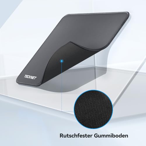 Image of TECKNET Mouse Pad with Anti-fray Stitchin, Waterproof Surface & Non-Slip Rubber Base with Stitched Edges Gaming Mouse Mat for Laptop,Compatible with Laser and Optical Mice - Dark Gray