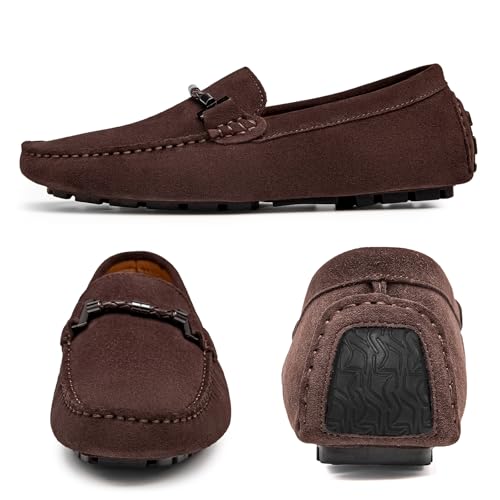 Go Tour New Mens Casual Loafers Moccasins Slip On Driving Shoes Brown 7/39 — view 5
