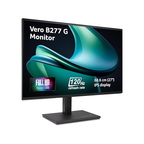 Image of Acer Vero B277 G 27 Inch IPS FHD Monitor | 120Hz AdaptiveSync | ErgoStand Tilt /Swivel /Pivot /Height Adjust | TUV Low Blue Light | VisionCare 2.0 | HDMI + DP Ports | TCO /EPEAT Gold | 85% PCR Eco Design