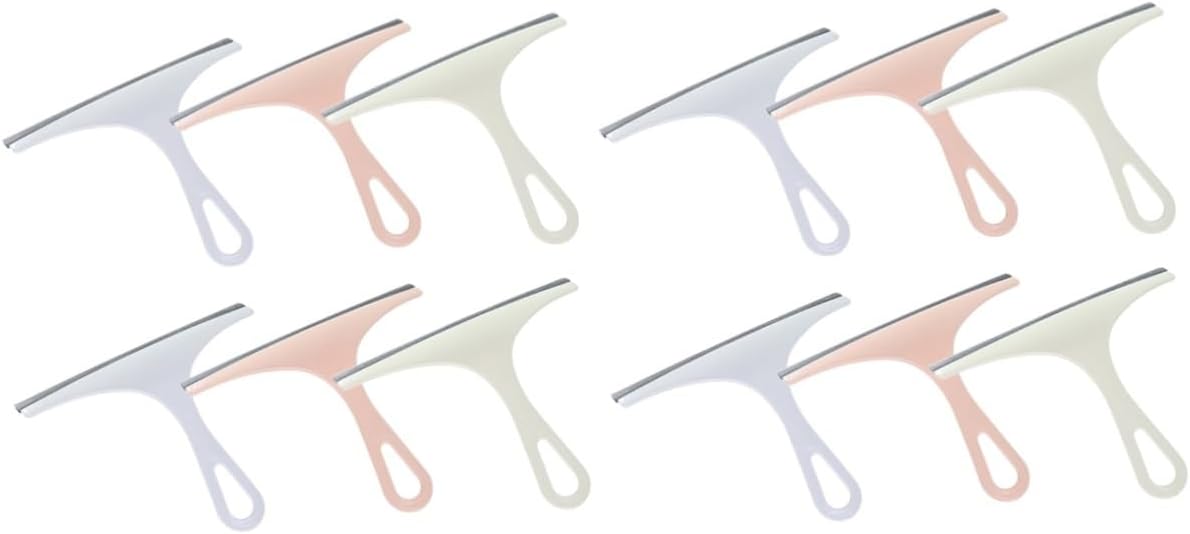 12pcs Glass Squeegee for Home and Car Cleaning Scraper for Shower Doors Mirrors and Tiles Design Weighted Handle Random Colors