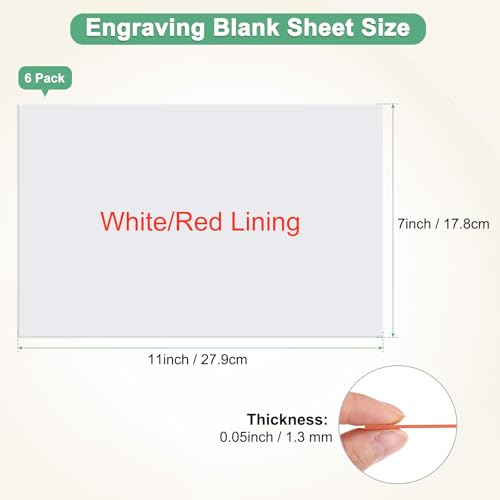 Image of M METERXITY 6-Pack Engraving Blank Materials Double Color 7x11 Inch, 1.3mm Thick ABS Plastic Sheet Yard Signs Name Plate for Door /Office /Home /Conference /Hotel /DIY Carving[White /Red]
