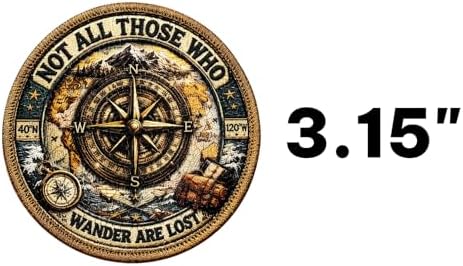 Compass Iron On Patch – Not All Those Who Wander are Lost Embroidery, Adventure Travel DIY Sew-On Patch for Jackets, Bags, Hats image 4