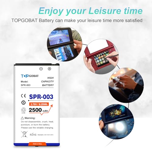 TOPGOBAT SPR-003 Akku, 2500mAh Ultra hohe Kapazität Ersatz für Nintendo 3DS XL New 3DS XL LL Spielkonsole, Switch Spielkonsole mit Reparaturschraubendreher
