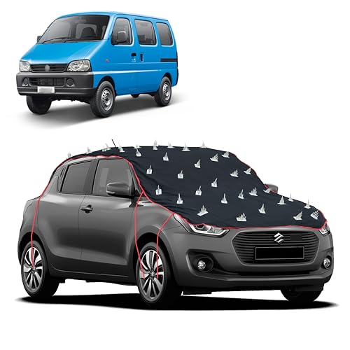 Image of Dog Protection Spike Car Cover for Omni Van Bonnet to Roof Easy Installation with 4 Elastic Hook Strap | Anti-Scratch Soft Cotton Inner | Complete Protection from Street Dogs & Monkeys