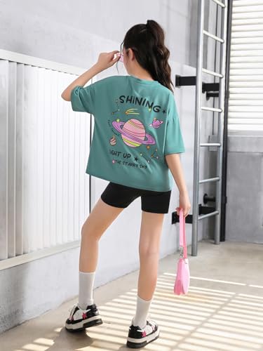 WDIRARA Girl's Oversized Drop Shoulder Cartoon Print Tee Summer Half Sleeve Crewneck T Shirt4