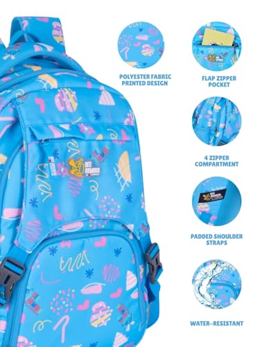 Image of Zara Sky Blue Doodle Dream School Backpack Pastel Fun Edition
