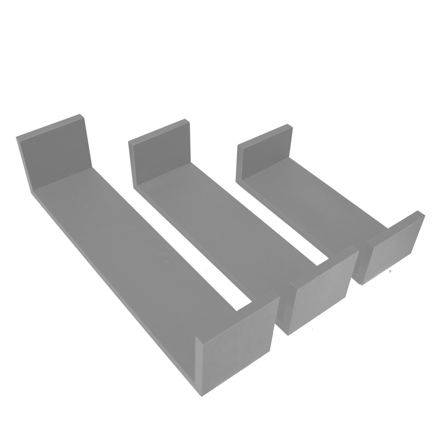 YORKSHIRE HOMEWARE MDF Set of 3 U-Shaped White Floating Shelves for Bedroom, Kitchen, Office, and Bathroom - Decorative Wall Mounted Shelving Unit with Invisible Mounting, Modern Finish (Grey)