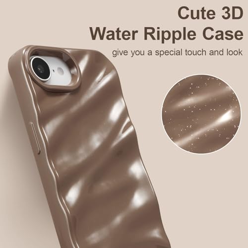 Coque iPhone 16e silicone souple à vagues marron tendance - 2