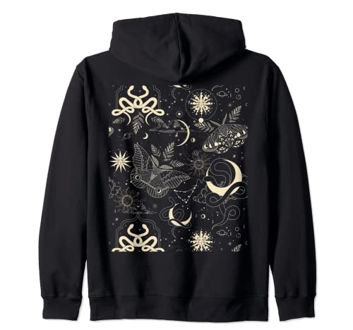 Dark Academia Aesthetic Indie Tarot Card Champiñones Lunas Sudadera con Capucha