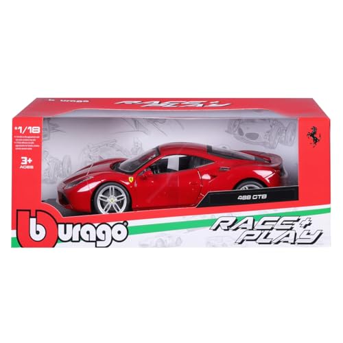 Ferrari Burago 1/18 Scale Diecast - 18-16008 488 GTB Rosso red