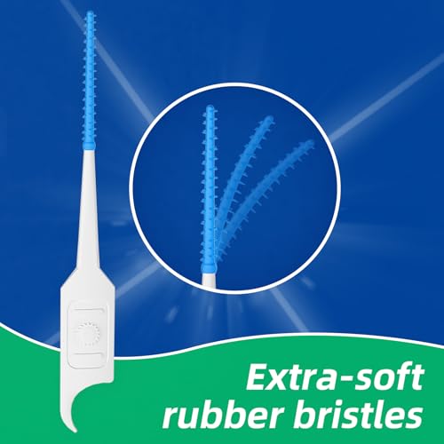 Image of VINSULLA Soft Silicone Interdental Brushes, 300 Count | BPA-Free Flexible Dental Picks with Travel Case for Gentle Teeth Cleaning, Blue
