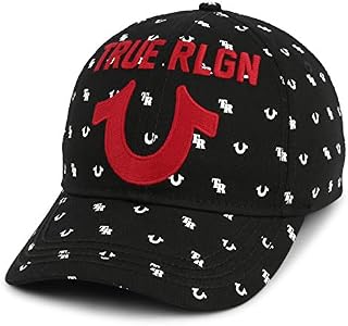 True Religion Men's Monogram Horseshoe Cap, Black,One Size Fits All