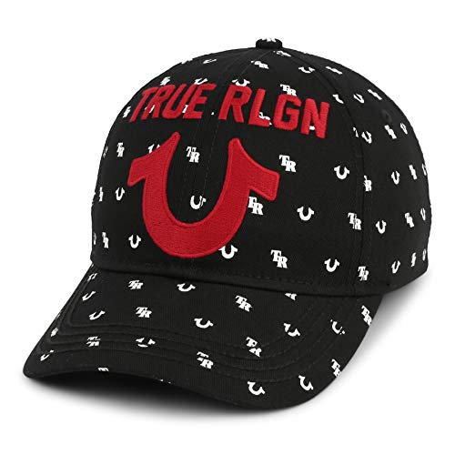True Religion Men's Monogram Horseshoe Cap, Black,One Size Fits All