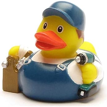 Duckshop I Bath Duck Fitter Squeaky Duck L 8 cm Squeaky Duck Gift Mechanic Present Collector