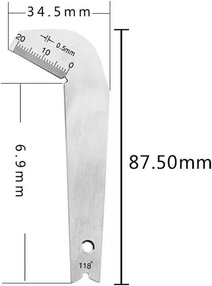 118 Degree Drill Bit Gauge Angle Inspection, Steel Sharpening Tool, High Wear Resistant Device Workshop, 3.44 x 1.36 Inch