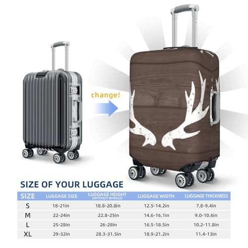 Vintage Rustic Hunting Deer Antler Wood Luggage Cover, Protective Washable Suitcase Cover - Travel High Elastic Fibers Suitcase Protector Fits Small3