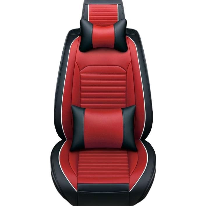 Housse siège voiture PU rouge rembourrée et couvre coussin auto pour VW Jetta