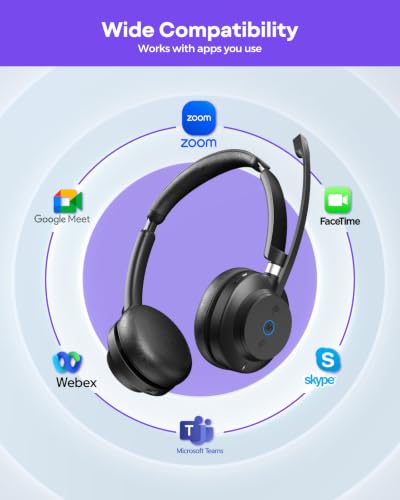 Image of BINNUNE Wireless Headset with Mic for Work, Bluetooth & USB Dongle for PC