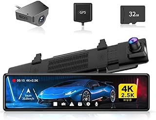 REDTIGER Rear View Mirror Camera for Cars,4K Front and 2.5K Rear Mirror Dash Cam Backup Camera,11" UHD Full Touch Screen Rearview Mirror Dash Camera, Night Vision GPS Reverse Parking Monitor 32GB Card