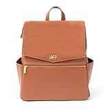 Freshly Picked - Convertible Classic Diaper Bag Backpack - Large Internal Storage 10 Pockets Wipeable Vegan Leather - Cognac