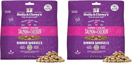 Stella & Chewy's Freeze-Dried Raw Cat Dinner Morsels - Premium Salmon & Chicken Recipe with 98% Wild-Caught & Cage-Free Protein - Natural Grain-Free Cat & Kitten Food - Made in USA - 18 oz (Pack of 2) - image 1