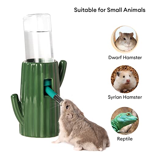 Bucatstate Hamster Trinkflasche mit Ständer, 120 ml Kleintiertränke Auslaufsicher Düse, Hamster Zubehör für Meerschweinchen, Hasen Chinchilla, Ratten, Frettchen (Grün)