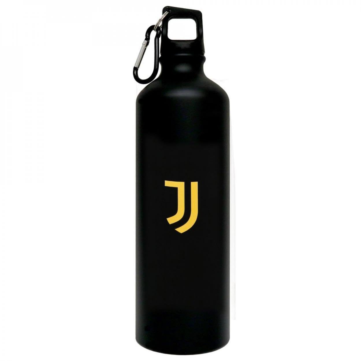 GIEMME Juventus Juve Bianconeri Black Aluminium Water Bottle with Yellow Logo with Lobster Clasp 800 ml