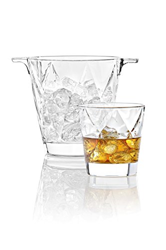 Barski - European Quality - 7 Piece Bar Set - For Whiskey - Wine - Liquer - Includes - Ice Bucket 5.9 "H - 6 Pcs Of 12.5 Oz Double Of Tumblers - Superb Durable Glass - Gift Boxed - Made In Europe #TOP1