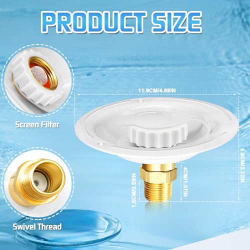 Image of RV Water Inlet Replacement with Check Valve, 3 /4 inch NH to 1 /2 inch NPT | Lead-Free Brass Body, Leakproof Check Valve, Corrosion Resistant, Easy Install, Fits RV Camper Marine Trailer