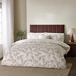 furn. Hoem Lauro Duvet Cover Set – Reversible Cotton Blend Botanical Leaf Bedding (Stone - King)